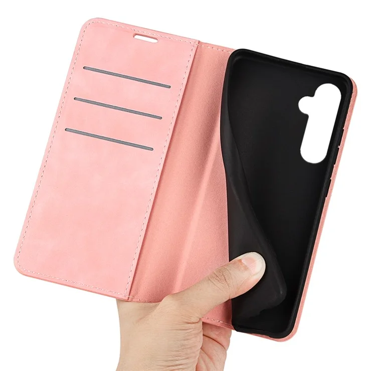 For Samsung Galaxy S24 Case Flip Wallet Skin-touch Phone Cover - Pink
