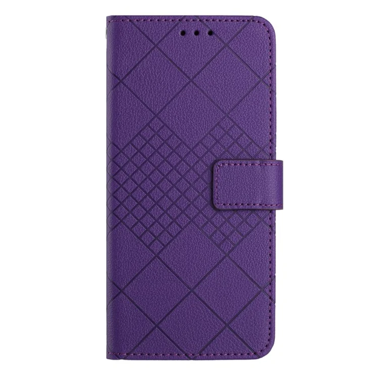 HT06 For Honor X9b 5G / Magic6 Lite 5G Case Litchi Texture Scratch-resistant PU Leather Stand Phone Cover - Dark Purple