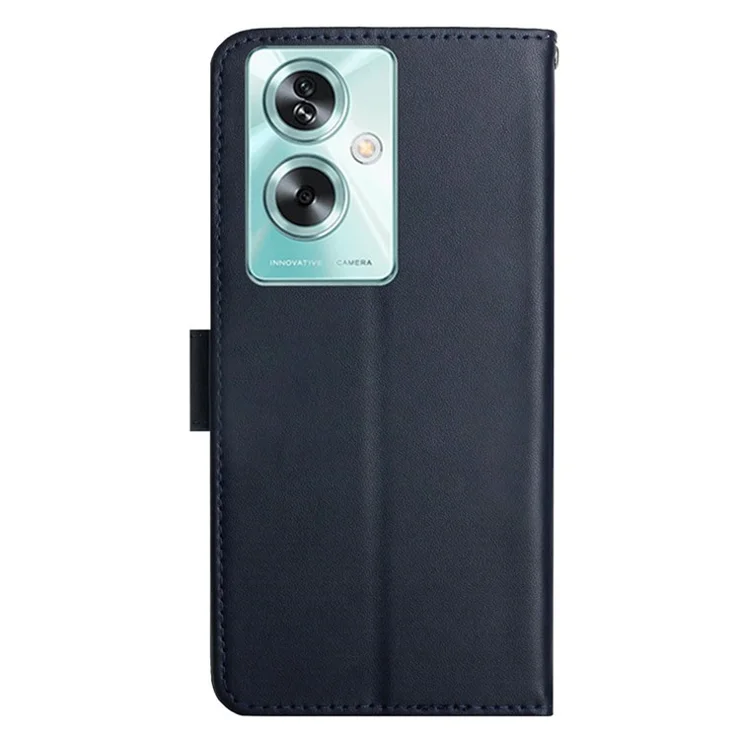 HT02 For Oppo A79 5G / A2 5G Case Genuine Cow Leather Stand Wallet Cell Phone Cover - Blue