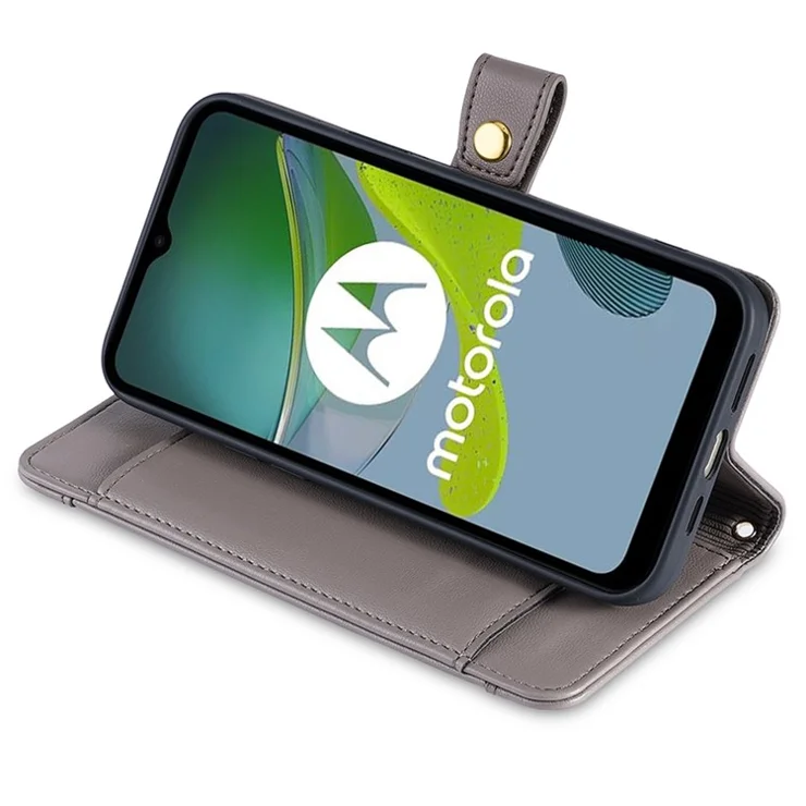 For Motorola Edge 40 Neo 5G Case Wallet Crossbody Phone Bag with 2 Straps - Grey