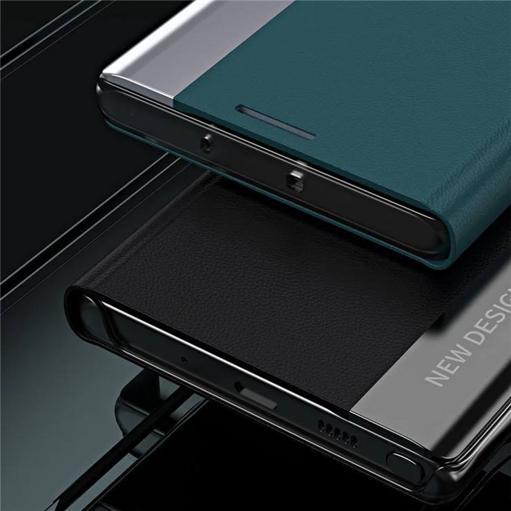 For Samsung Galaxy S24 Ultra Case Anti-scratch Leather Electroplating Stand Phone Cover - Black