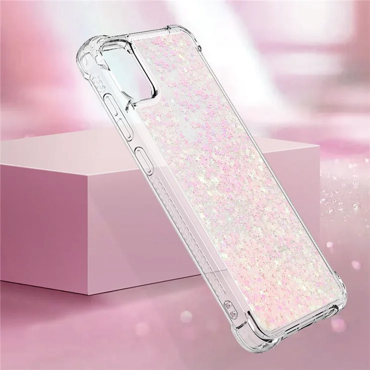 For Samsung Galaxy A05 4G TPU Case Glitter Quicksand Shockproof Phone Back Cover - Pink / Pentagrams