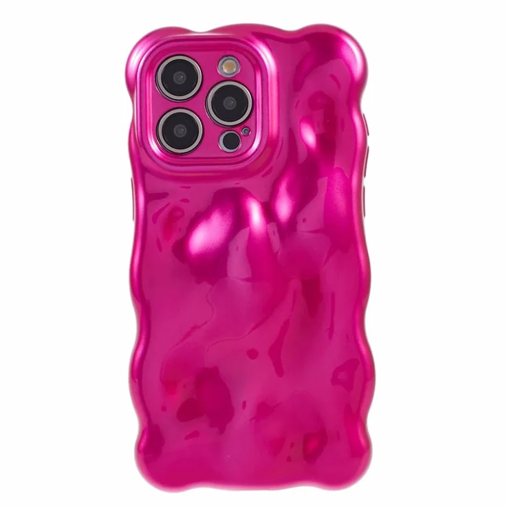 For iPhone 14 Pro Case Wavy Edge Anti-scratch TPU Phone Cover - Rose