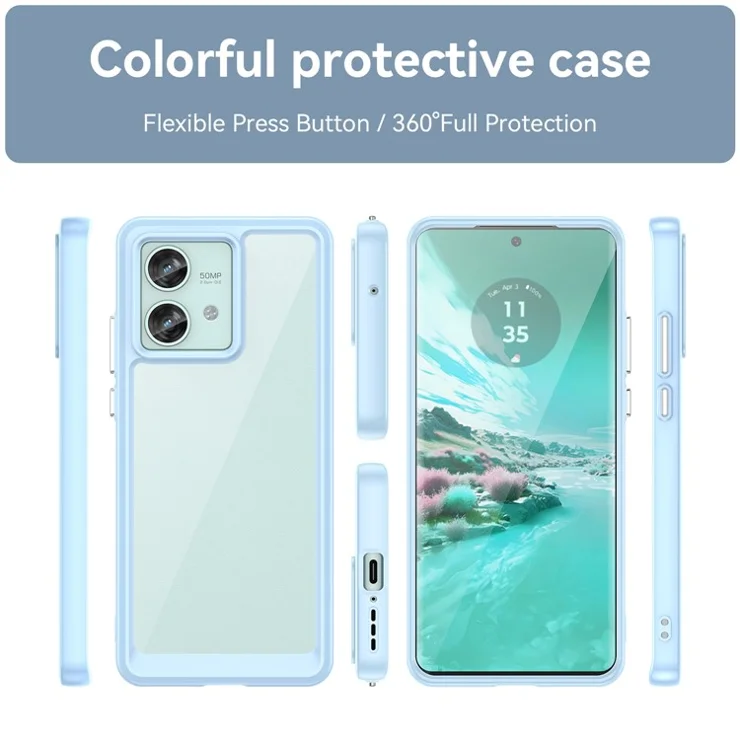 For Motorola Edge 40 Neo 5G Case Anti-scratch TPU+Acrylic Cellphone Back Cover - Blue