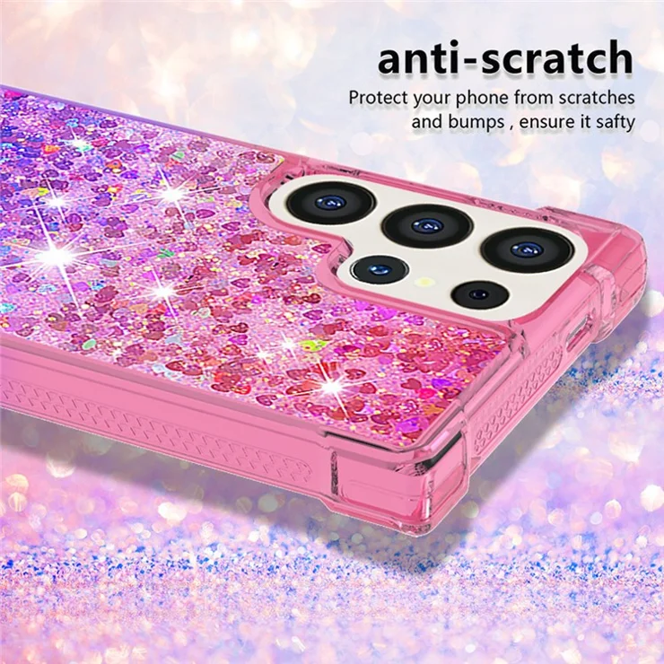 For Samsung Galaxy S24 Ultra TPU Case Gradient Quicksand Phone Back Cover - Pink+Purple