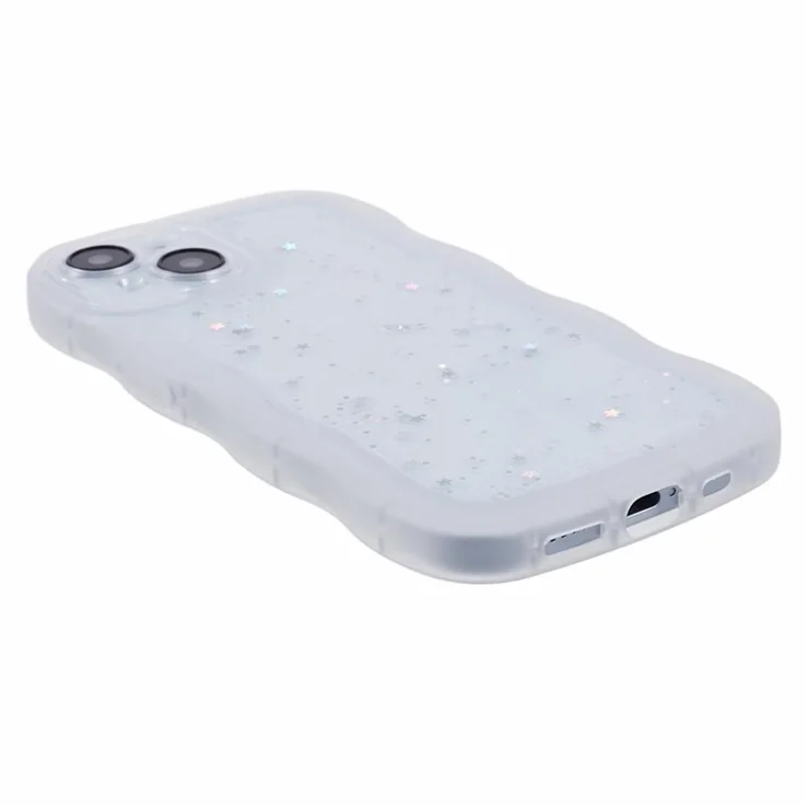 JTW Series for iPhone 15 Plus Case Glitter Sequins Epoxy TPU Phone Back Cover - White