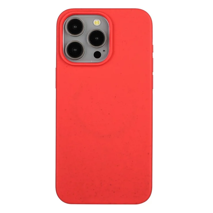 For iPhone 12 / 12 Pro Case Wheat Straw+TPU Full Biodegradable Phone Cover - Red