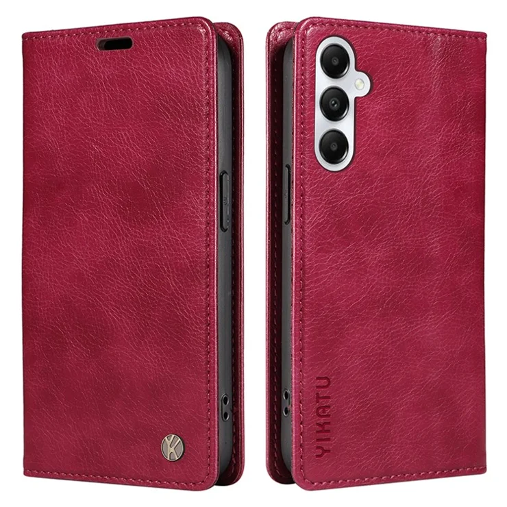 YIKATU YK-006 For Samsung Galaxy A05s 4G Case Drop Proof Leather Wallet Magnetic Closing Cover - Wine Red