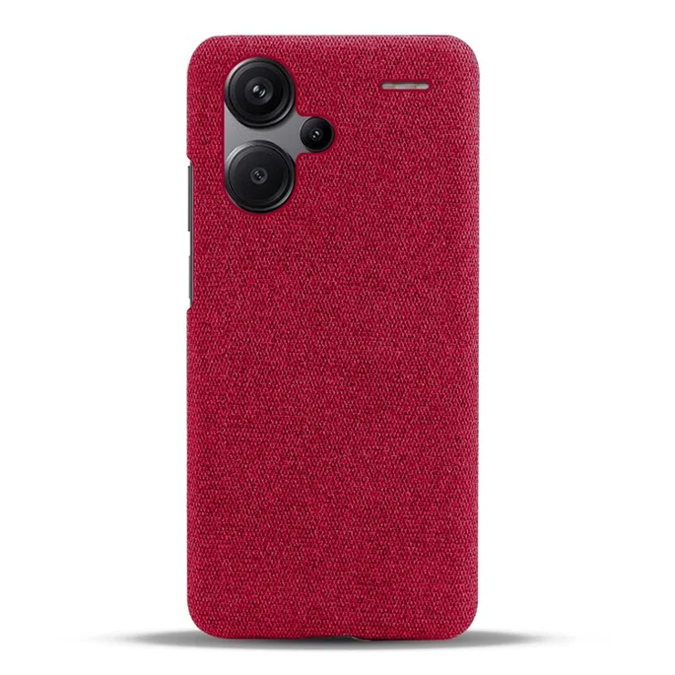 For Xiaomi Redmi Note 13 Pro+ 5G Slim-fit Case Smartphone Cover Shockproof Cloth+PC Phone Shell - Red