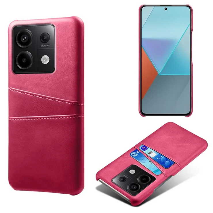 For Xiaomi Redmi Note 13 Pro 5G / Poco X6 5G Slim Case Shockproof PU+PC Phone Cover with Dual Card Slots - Rose
