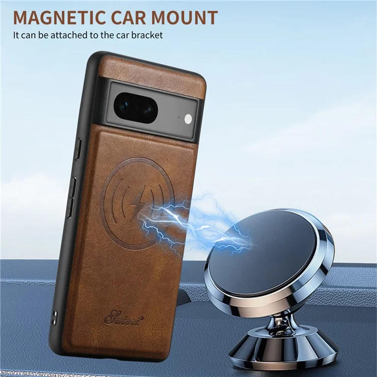 SUTENI H15 For Google Pixel 7a Phone Case Detachable 2-in-1 Magnetic Cover - Brown
