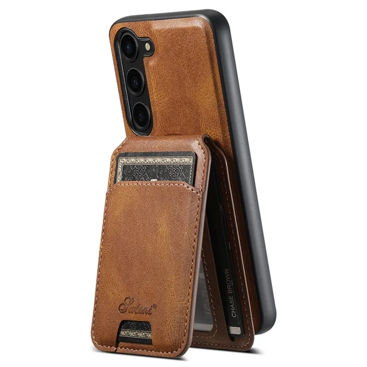 SUTENI H15 For Samsung Galaxy S23+ Phone Case Detachable Card Holder Cover with Kickstand - Khaki
