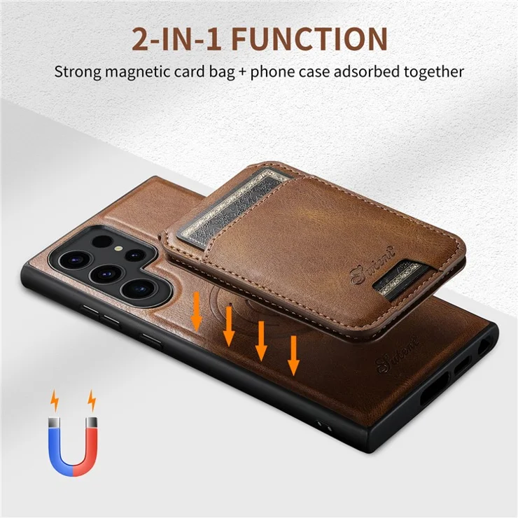 SUTENI H15 For Samsung Galaxy S22 Ultra 5G Case Kickstand 2 in 1 Magnetic Detachable Phone Cover - Black