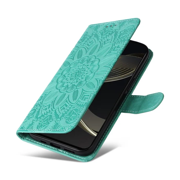 For Huawei nova 11 SE / nova 12 SE 4G Case Sunflower Imprinted PU Leather Wallet Cover - Green