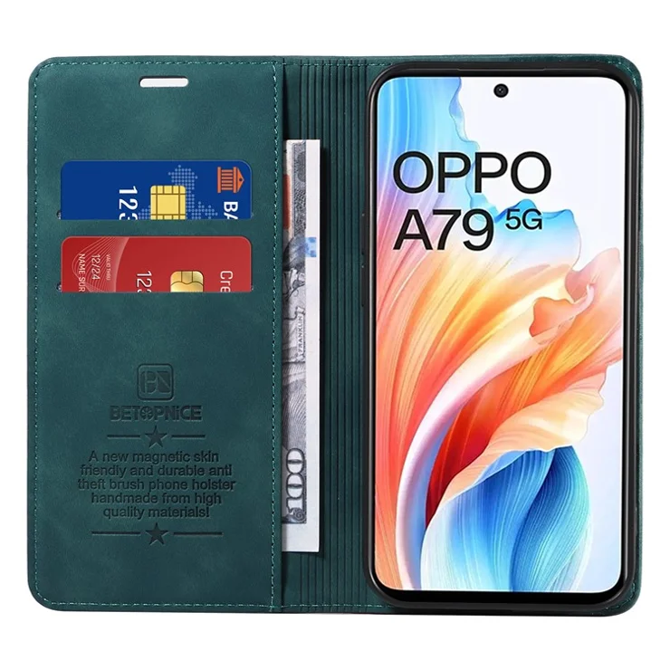 BETOPNICE 003 for Oppo A79 5G / A2 5G Case Flip Wallet RFID Blocking Phone Stand Cover - Green