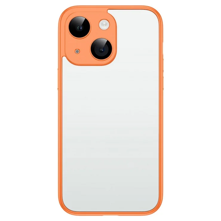VOERO For iPhone 14 Plus Hard PC Case Anti-Drop Protective Phone Cover with PC Lens Film - Orange