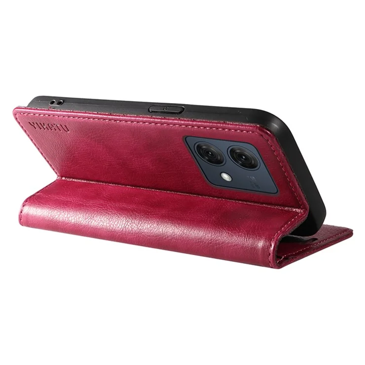YIKATU YK-006 For Motorola Moto G84 5G Case PU Leather+TPU Litchi Texture Wallet Cover - Wine Red