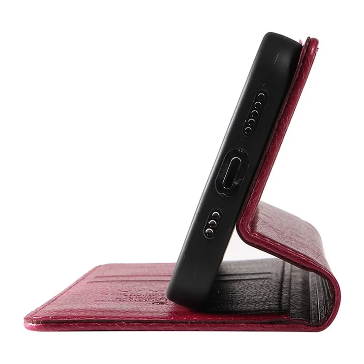 YIKATU YK-006 For Motorola Moto G84 5G Case PU Leather+TPU Litchi Texture Wallet Cover - Wine Red
