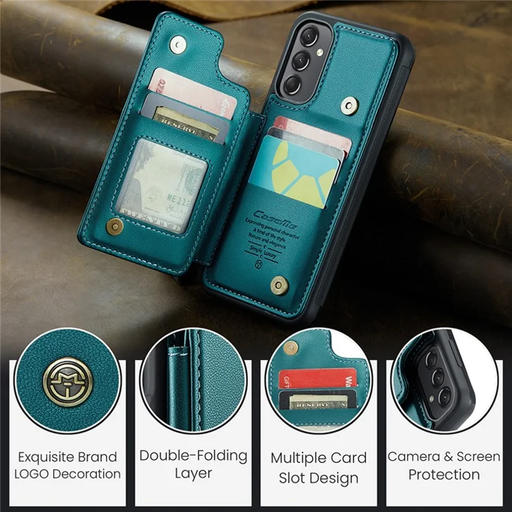 For Samsung Galaxy A24 4G (162.1mm) Phone Case CASEME C22 Leather Back Cover with RFID Blocking Card Slots - Green