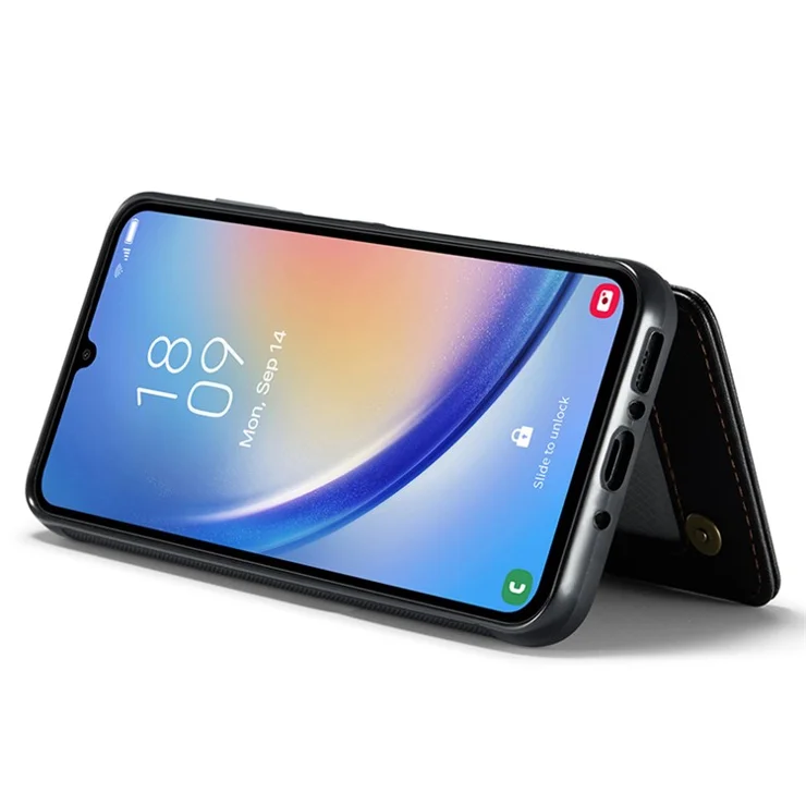 For Samsung Galaxy A34 5G Phone Case CASEME C22 Leather Back Cover with RFID Blocking Card Slots - Black