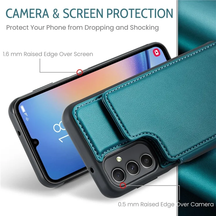 For Samsung Galaxy A54 5G Phone Case CASEME C22 Leather Back Cover with RFID Blocking Card Slots - Green