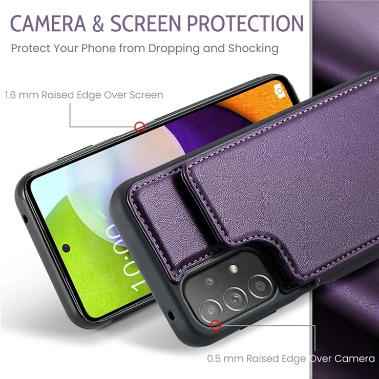 For Samsung Galaxy A52 4G / 5G / A52s 5G Phone Case CASEME C22 Leather Back Cover with RFID Blocking Card Slots - Purple