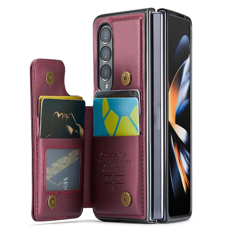 For Samsung Galaxy Z Fold4 5G Phone Case CASEME C22 Leather Back Cover with RFID Blocking Card Slots - Red