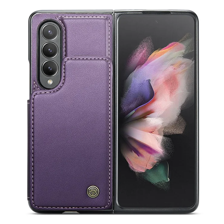 For Samsung Galaxy Z Fold3 5G Phone Case CASEME C22 Leather Back Cover with RFID Blocking Card Slots - Purple