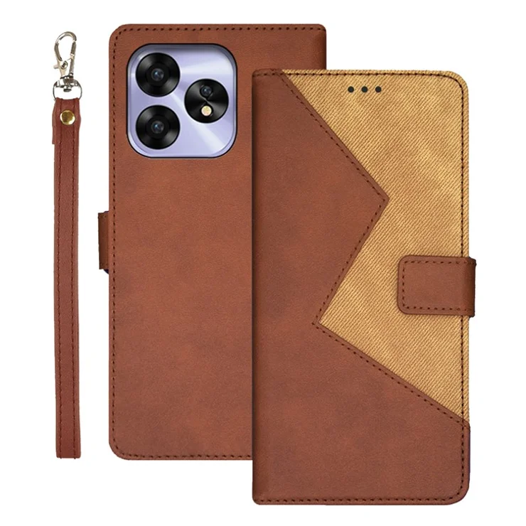 IDEWEI For Umidigi A15 Case Card Holder PU Leather Stand Phone Cover - Brown