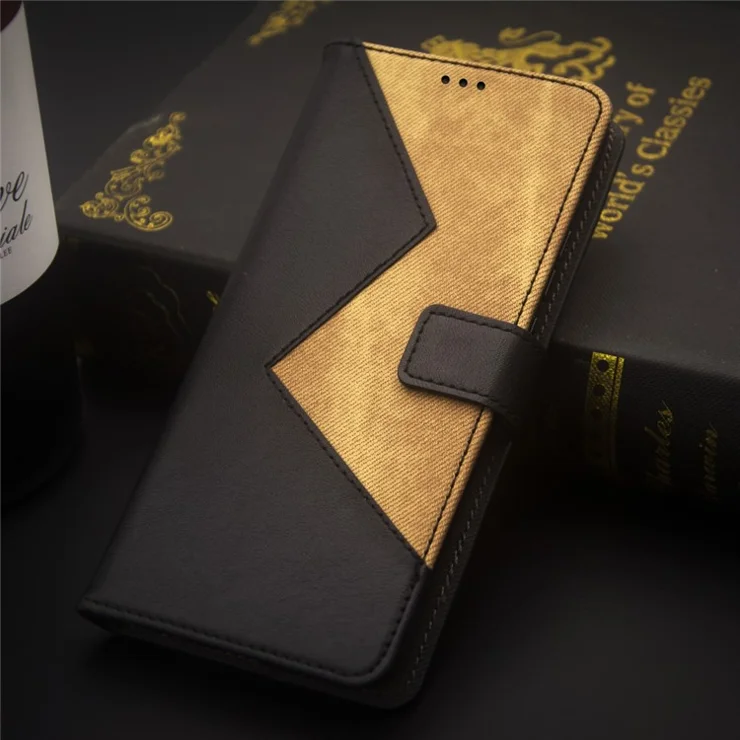 IDEWEI For Nokia C210 Flip Cover PU Leather Card Holder Stand Phone Case - Black