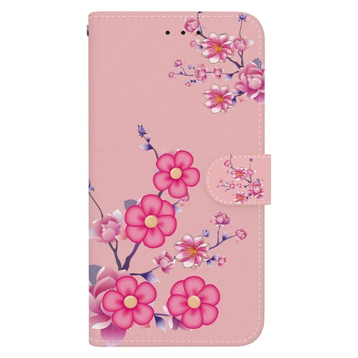 For Samsung Galaxy S24 Ultra Case PU Leather 3D Pattern Flip Phone Cover - Sakura