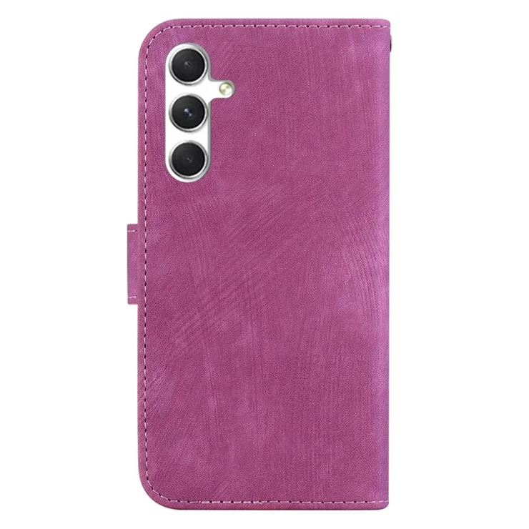 For Samsung Galaxy S24 Case Cell Phone Cover Lovely Tiger Imprint PU Leather Flip Design Wallet - Rose