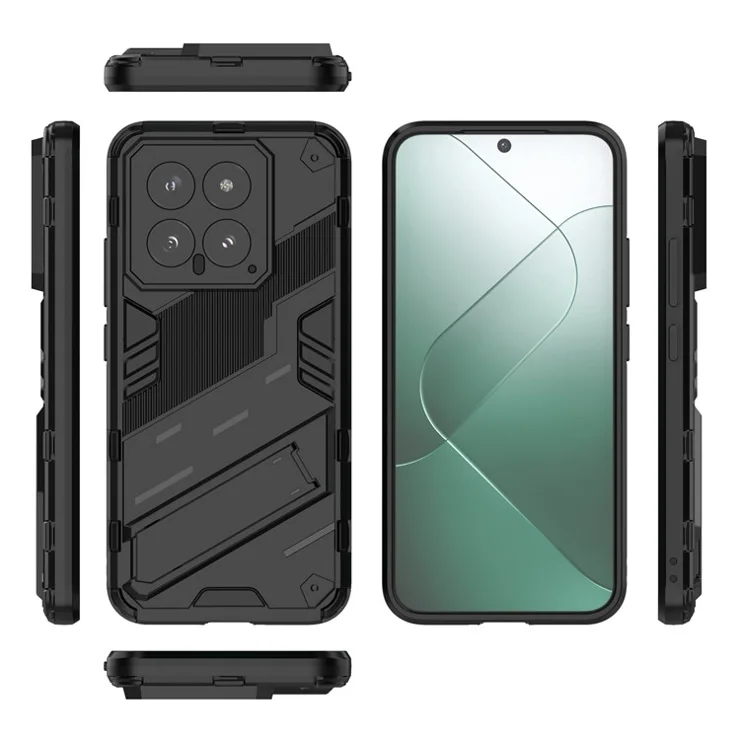 For Xiaomi 14 Case Drop Resistant Protective Phone Cover with Kickstand - Black