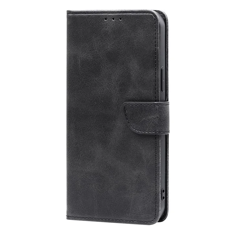 For Xiaomi 14 Case Magnetic Clasp Anti-Scratch Calf Texture PU Leather Phone Cover - Black