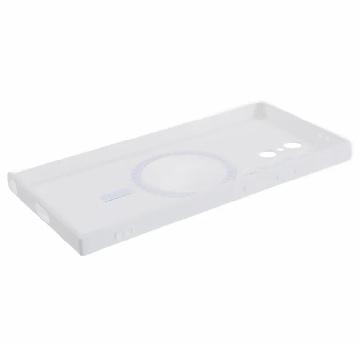 For Samsung Galaxy S24 Ultra Case Lens Protection Liquid Silicone Cover Compatible with MagSafe - White