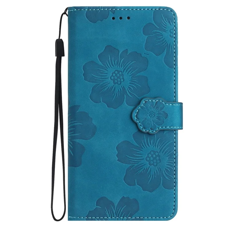 For Samsung Galaxy S24 Ultra Case Imprinted Stand Phone Shell PU Leather Wallet Cell Phone Cover - Blue