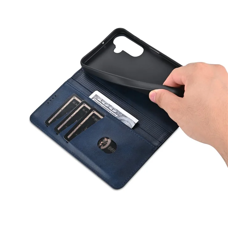 AZNS For Samsung Galaxy A15 4G Case PU Leather Magnetic Suction Wallet Phone Shell Cover - Blue