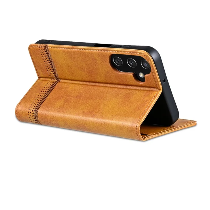 AZNS For Samsung Galaxy A15 4G Case PU Leather Magnetic Suction Wallet Phone Shell Cover - Brown