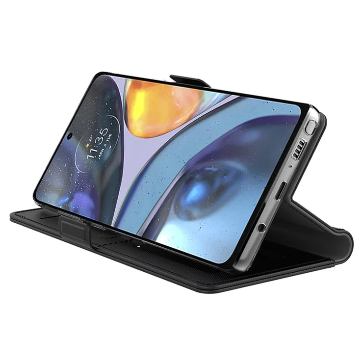 For Motorola Edge 40 Neo 5G Cell Phone Cases PU Leather Stand Built-in Mirror Anti-drop Cover - Blue