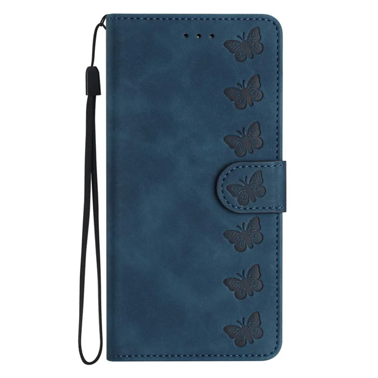For Samsung Galaxy S24 Case Anti-Scratch Phone Shell Imprinted Leather Wallet Stand Cover - Blue