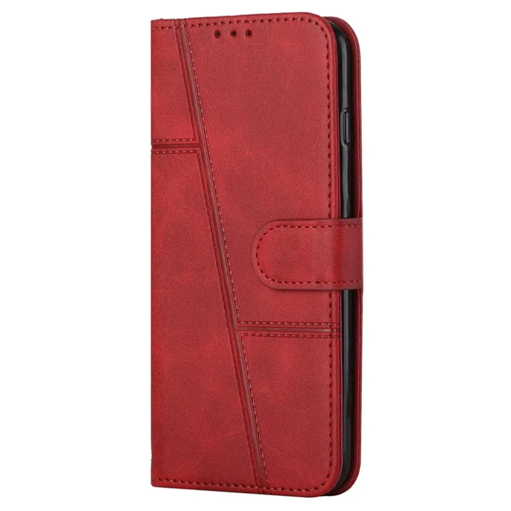 For Oppo A38 4G / A18 4G Case Wallet Stand Calf Texture Leather Cover - Red