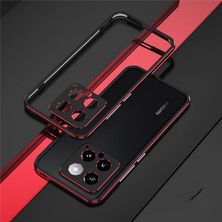 For Xiaomi 14 Case Heat Dissipation Metal Frame Phone Bumper Cover - Black+Red