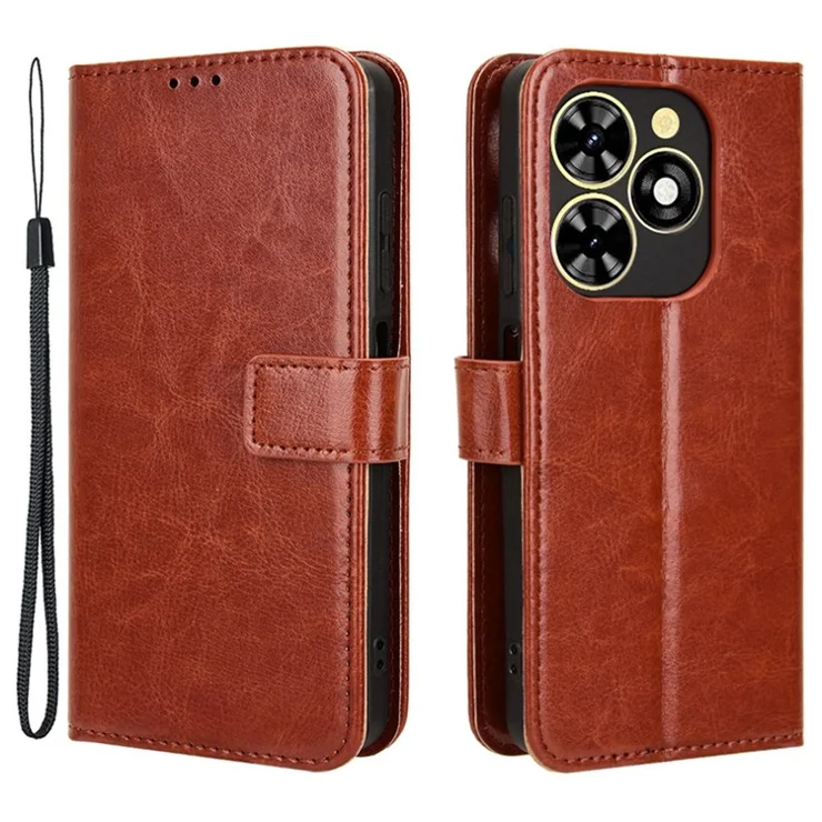 For TECNO Spark Go 2024 4G BG6 / Spark 20C BG7 / Pop 8 Leather Case Wallet Phone Cover - Brown