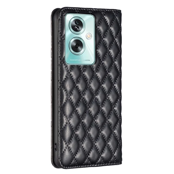 BINFEN COLOR BF16 For Oppo A79 5G / A2 5G Case TPU + PU Leather Rhombus Cell Phone Cover - Black