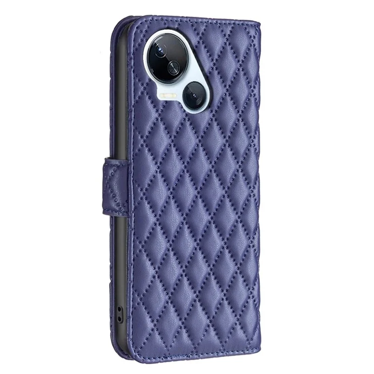 BINFEN COLOR BF Style-14 For TECNO Spark 10 5G Cell Phone Cases Rhombus Imprinted Leather Cover - Blue