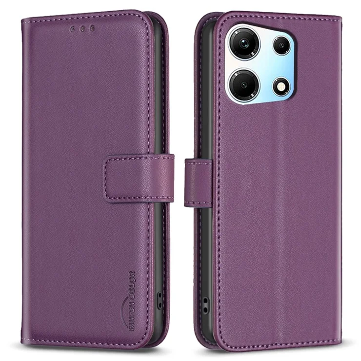 BINFEN COLOR BF17 For Infinix Zero 30 5G Folio Phone Case PU Leather Wallet Flip Cover - Dark Purple