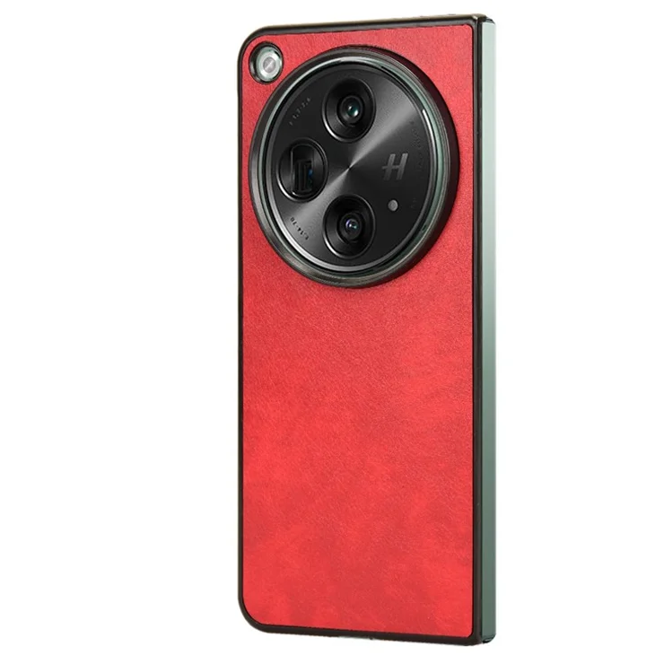 For OnePlus Open Case Litchi Texture Protective PU+PC Phone Cover - Red