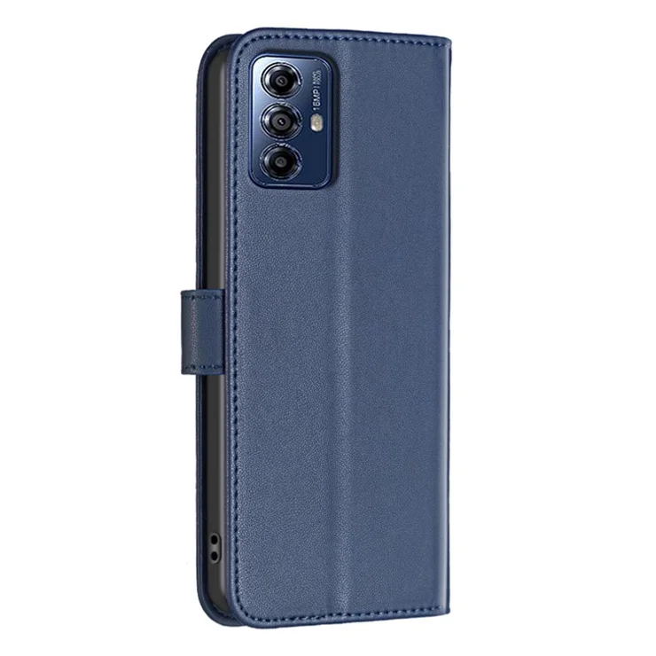 BINFEN COLOR BF17 For Motorola Moto G Play (2024) 4G Case PU Leather Flip Phone Cover with Wallet - Blue