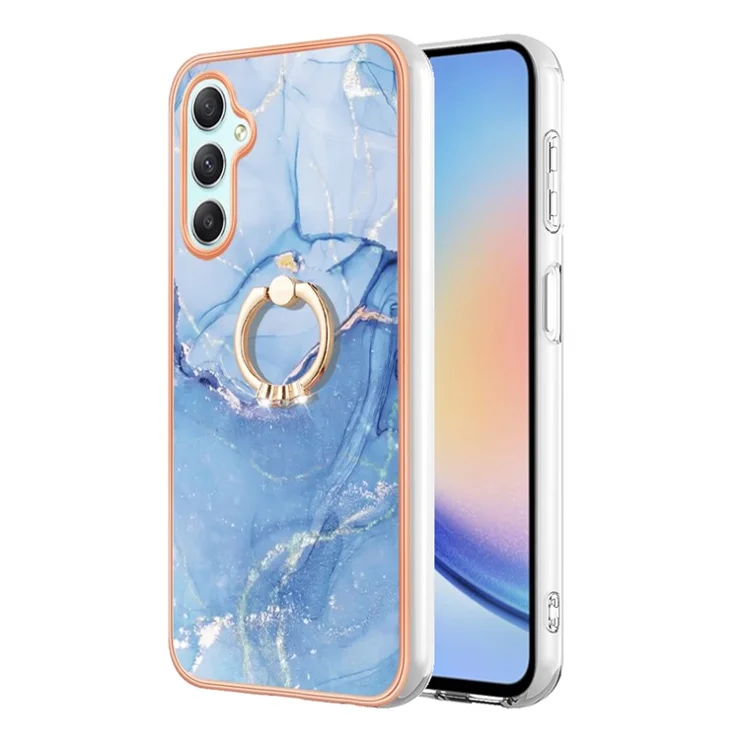 YB IMD Series-17 Style-E Back Cover for Samsung Galaxy A25 5G (Global) (161.0 x 76.5 x 8.3mm) Marble Pattern TPU Cell Phone Case - Blue