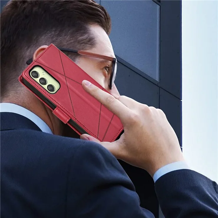 DF-06 Cell Phone Cases for Samsung Galaxy A25 5G (Global) (161.0 x 76.5 x 8.3mm) , Imprinted PU Leather Flip Cover - Red